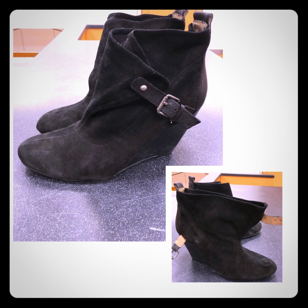 Black suede booties